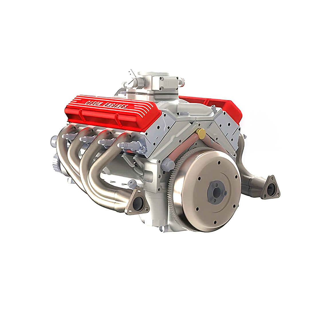 CISON 44CC V8 Gas Engine Model Kit - Build Your Own Functional 1/6 Scale Water-Cooled OHV 4-Stroke Engine DIY Engine Diyengmod Red + Silver