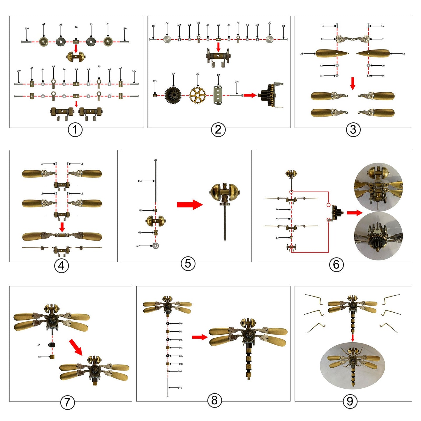 Steampunk Dragonfly 3D Metal Puzzle Kit - 80 Piece Mechanical Craft for Home Decoration 3D Puzzle Model Kit Diyengmod