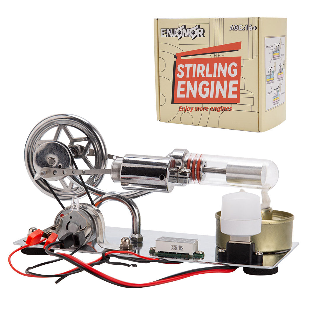 ENJOMOR γ-Type Stirling Engine Educational Model Kit - DIY Mechanical Science Generator Stirling Engine Diyengmod