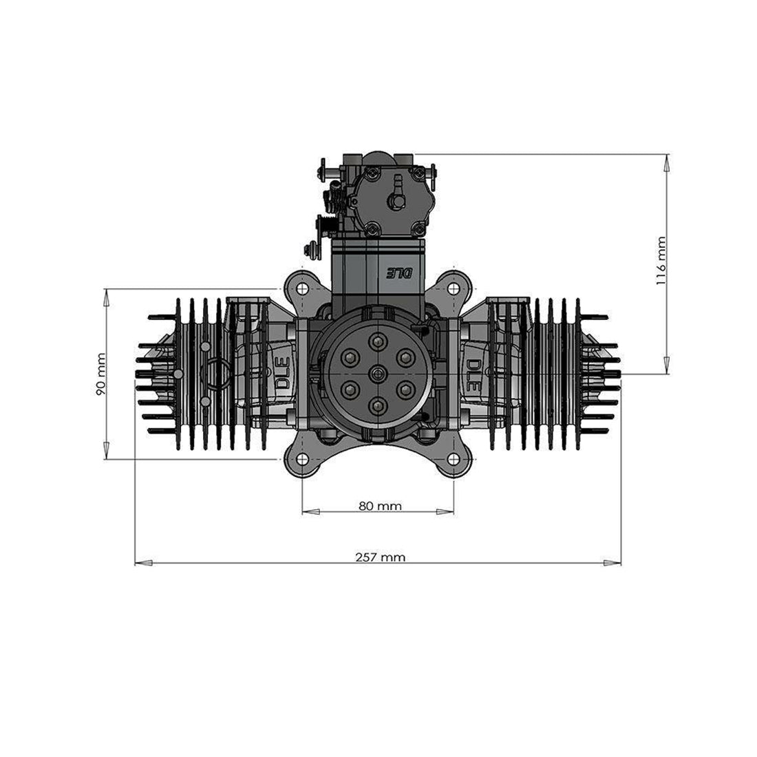 DLE222 222CC High-Performance Four-Cylinder 2-Stroke Air-Cooled Gasoline Engine for RC Airplane Models RC Airplane Diyengmod