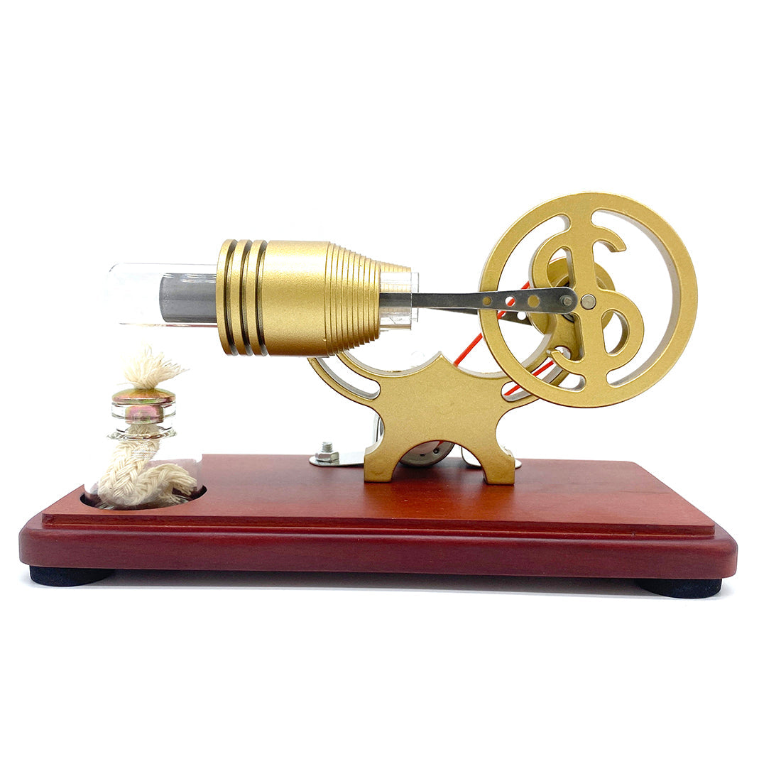 Retro Y-Shape Stirling Engine Generator with LED Lights - Educational Science Model Toy Stirling Engine Diyengmod Bronze