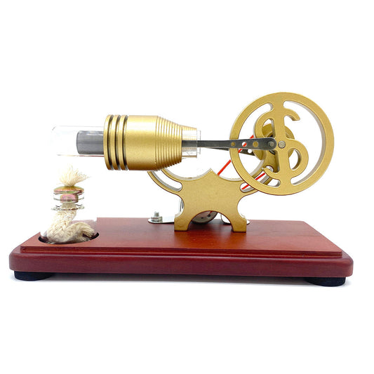 Retro Y-Shape Stirling Engine Generator with LED Lights - Educational Science Model Toy Stirling Engine Diyengmod Bronze