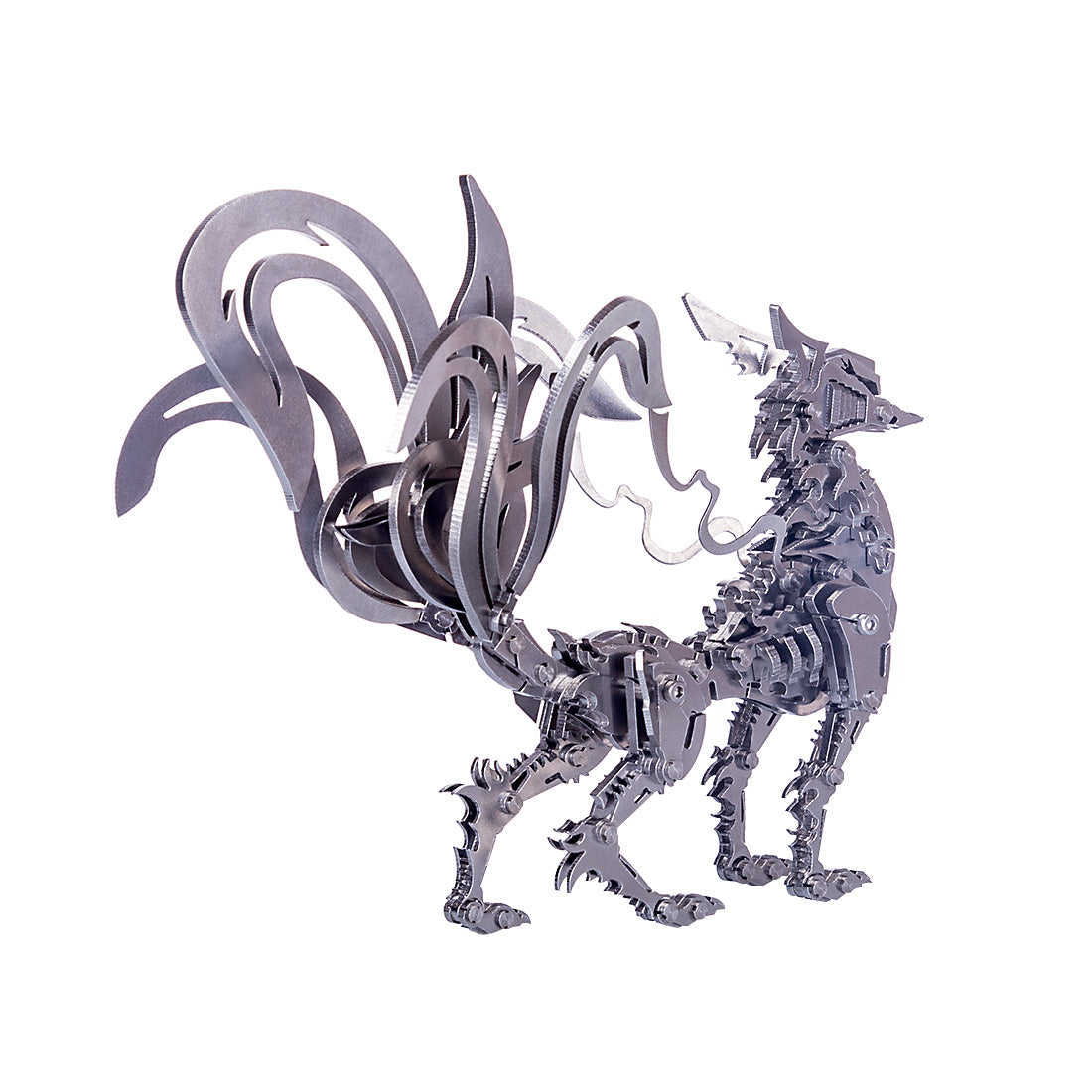 Metal Nine-tailed Fox 3D Puzzle Assembly Kit - DIY Jigsaw Model for Creative Crafting and Unique Gifts DIY Engine Diyengmod