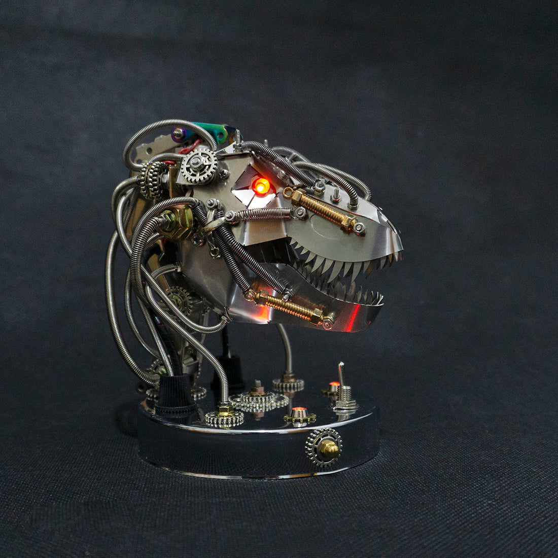 Steampunk 3D Metal Moving Mechanical T-Rex Skull Model Kit - Over 180 Pieces 3D Puzzle Model Kit Diyengmod