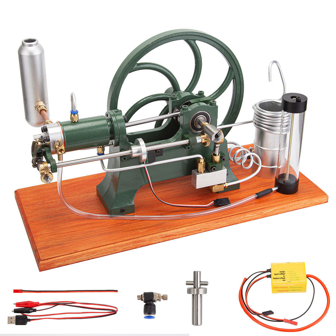 Vintage Inspired Horizontal Hot-Bulb Steam Engine Model with Water Cooling System Engine Models Diyengmod Green