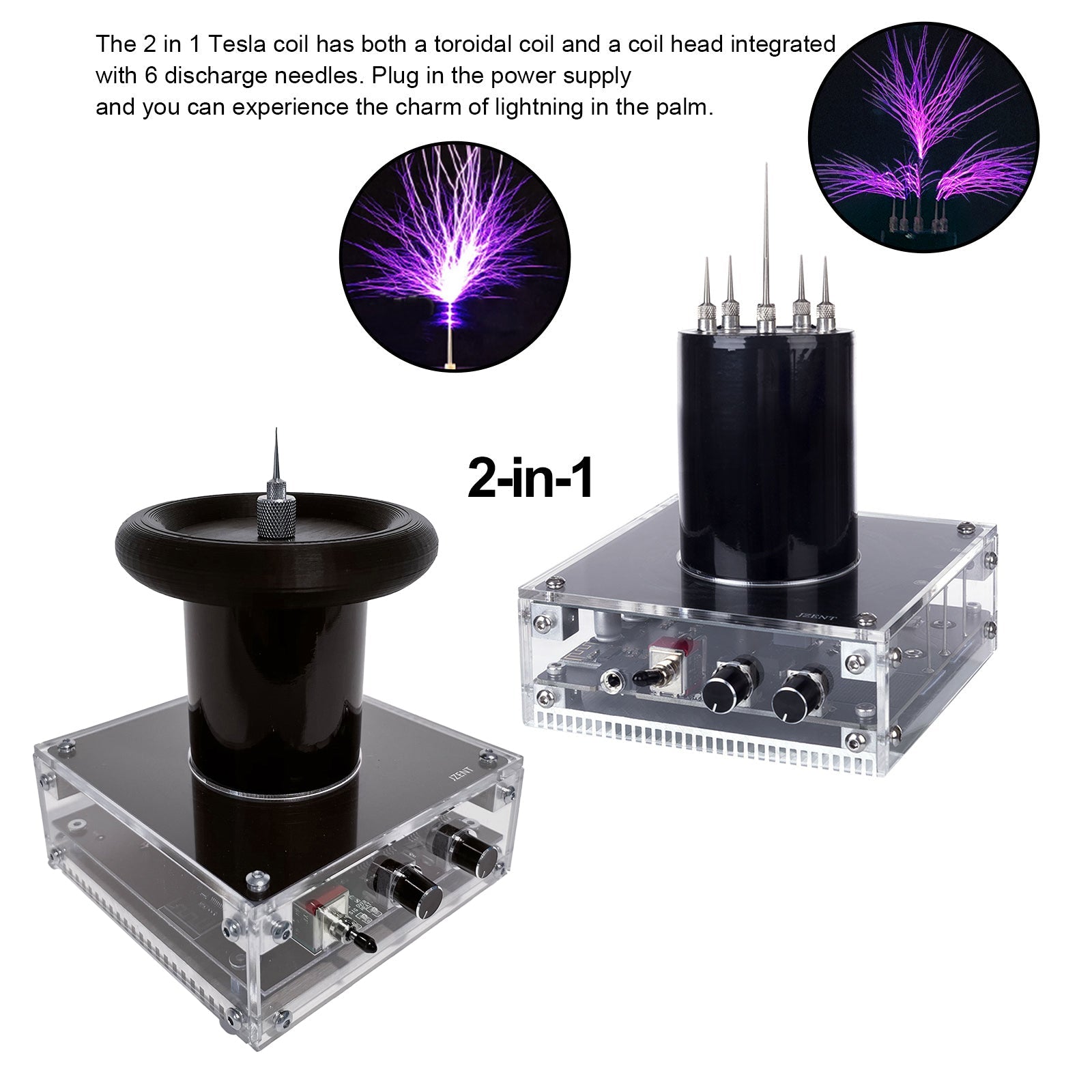 Bluetooth-Enabled 2-in-1 Tesla Coil with 25cm Lightning Display and Music Function Diyengmod