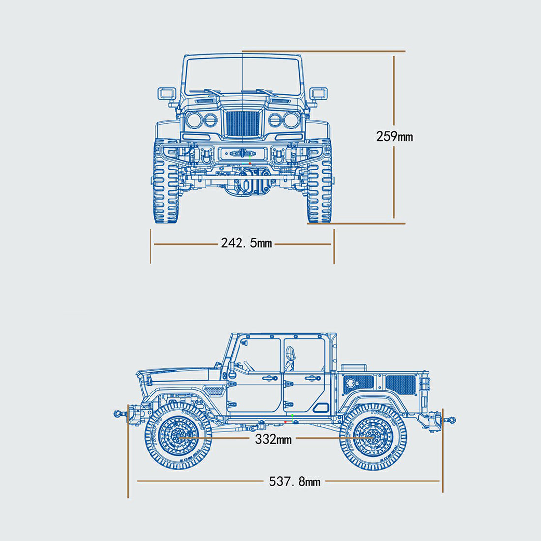 TWOLF TW-715 1:10 Scale V8 Engine Powered 4WD Off-Road Pickup Truck Crawler Kit RC Car Diyengmod