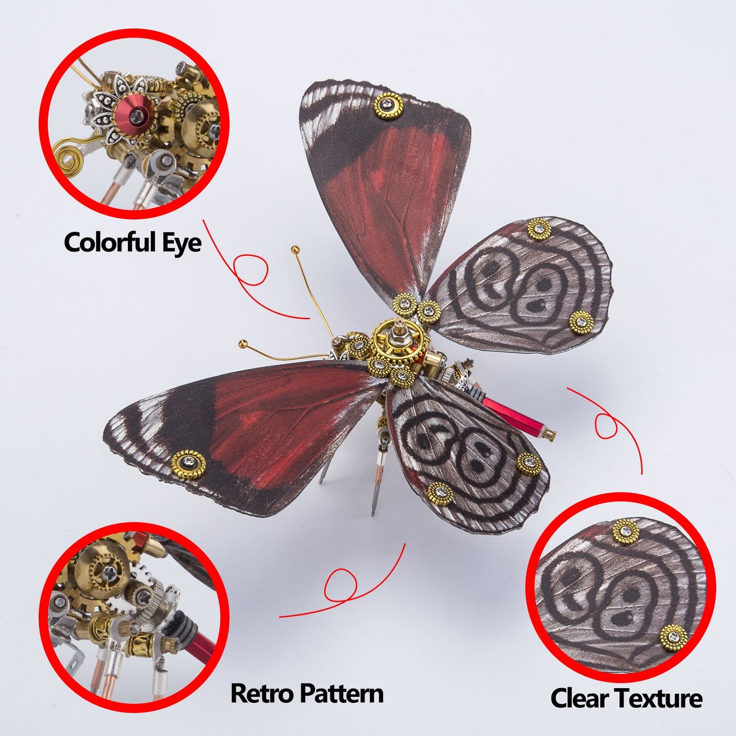 Steampunk Butterfly Metal Model Puzzle Kit for Creative DIY Enthusiasts (150+ Pieces) 3D Puzzle Model Kit Diyengmod Diaethria Anna