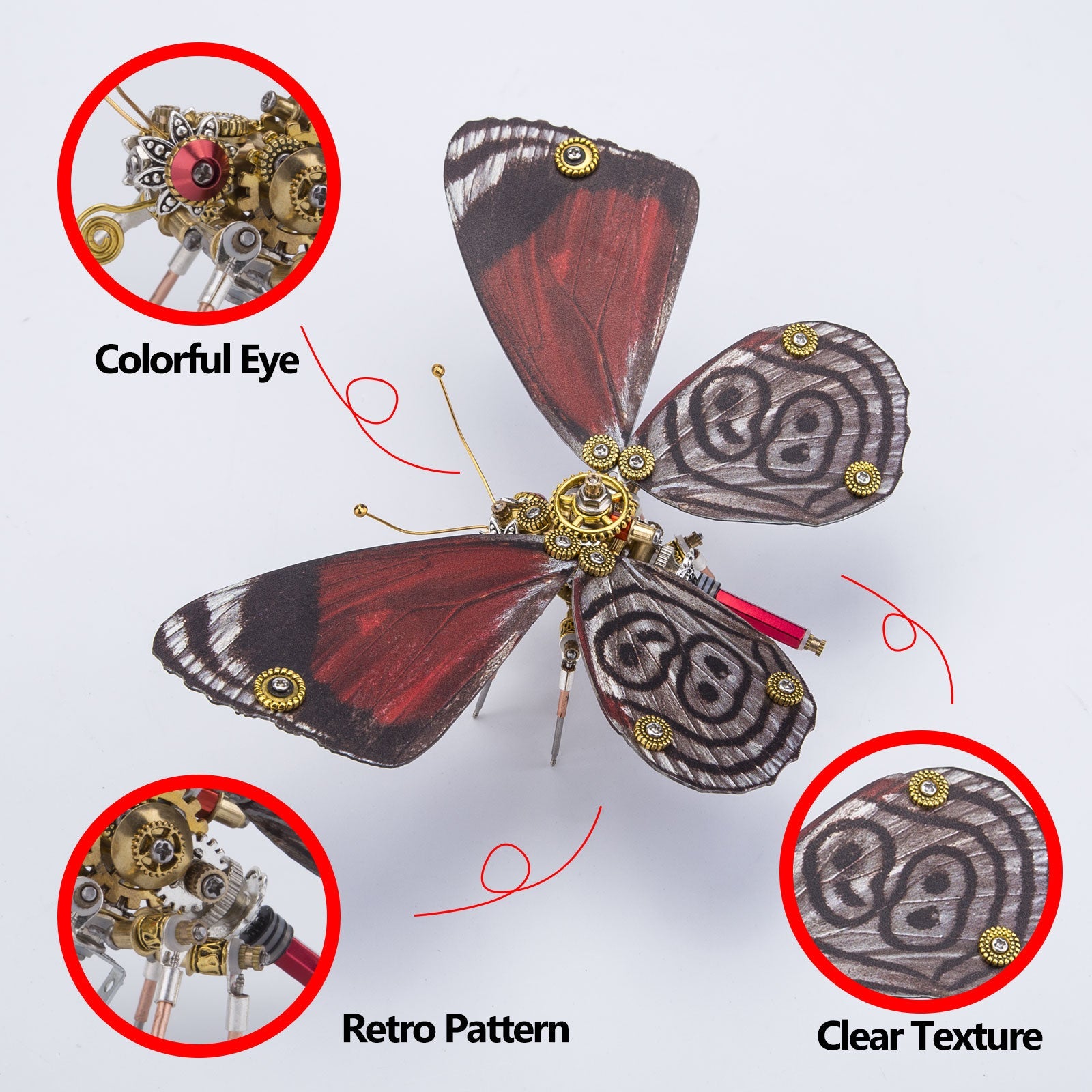 Steampunk Butterfly Metal Model Puzzle Kit for Creative DIY Enthusiasts (150+ Pieces) 3D Puzzle Model Kit Diyengmod Diaethria Anna