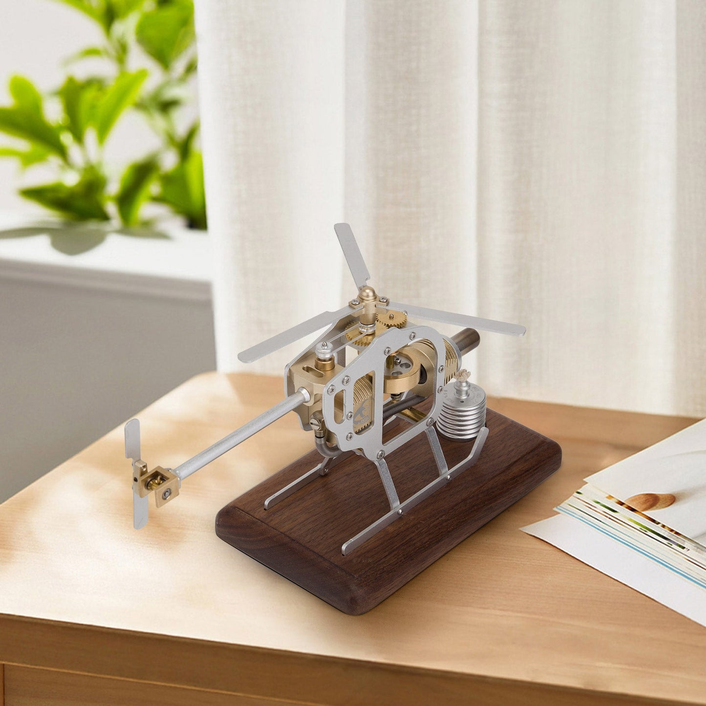 Stirling Engine Helicopter Model Kit - Educational DIY Hot Air Engine Assembly Set Engine Models Diyengmod