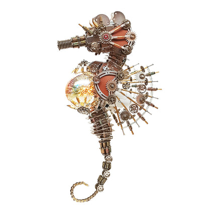 DIY 2100PCS 3D Metal Steampunk Underwater Seahorse Puzzle Model with Lamp for Creative Home Decor and Unique Gift 3D Puzzle Model Kit Diyengmod FIREWORKS