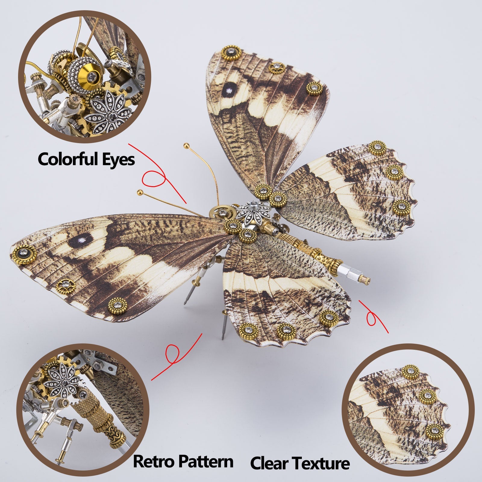 Steampunk Butterfly Metal Model Puzzle Kit for Creative DIY Enthusiasts (150+ Pieces) 3D Puzzle Model Kit Diyengmod