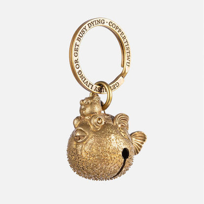 Puffed Up Elegance: Brass Globefish Bell Keychain Pendant Accessories Diyengmod