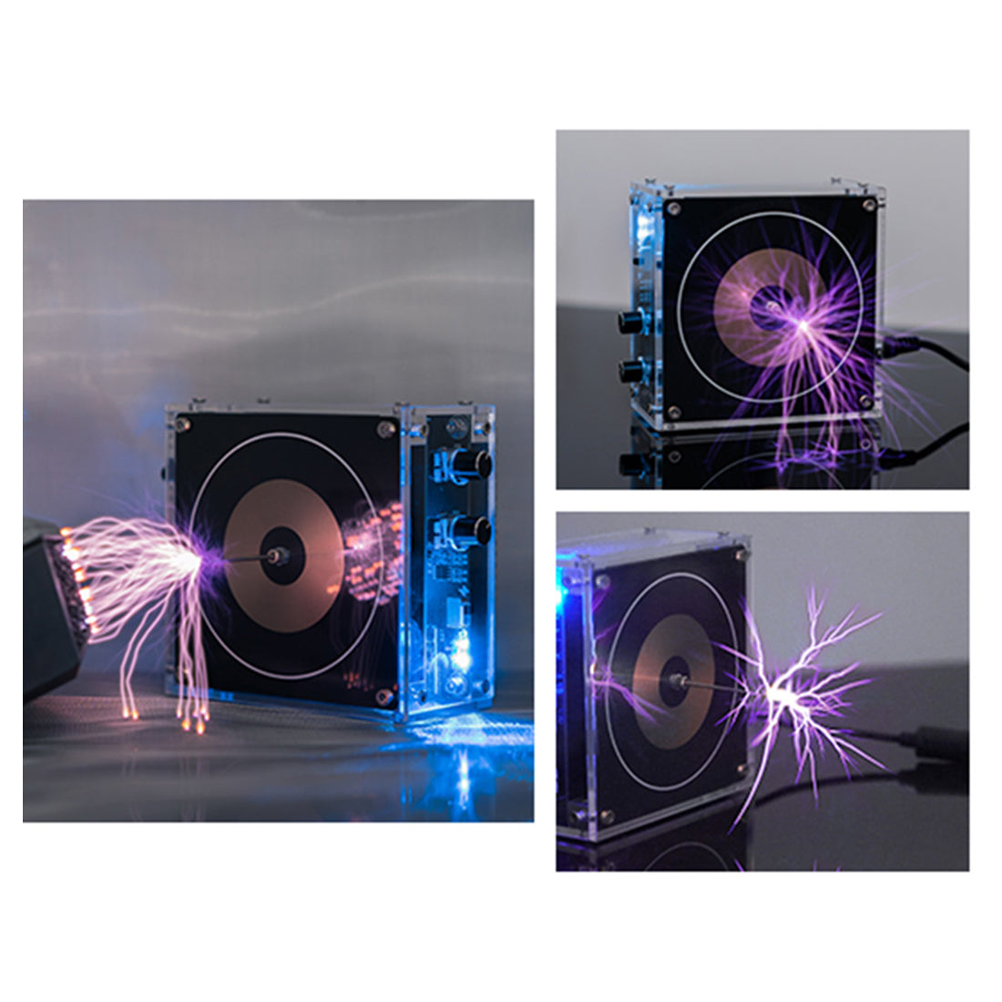 Vinyl Record-Shaped Bluetooth Tesla Coil Speaker with Adjustable Lightning Arc and Dual Music Mode Engine Models Diyengmod