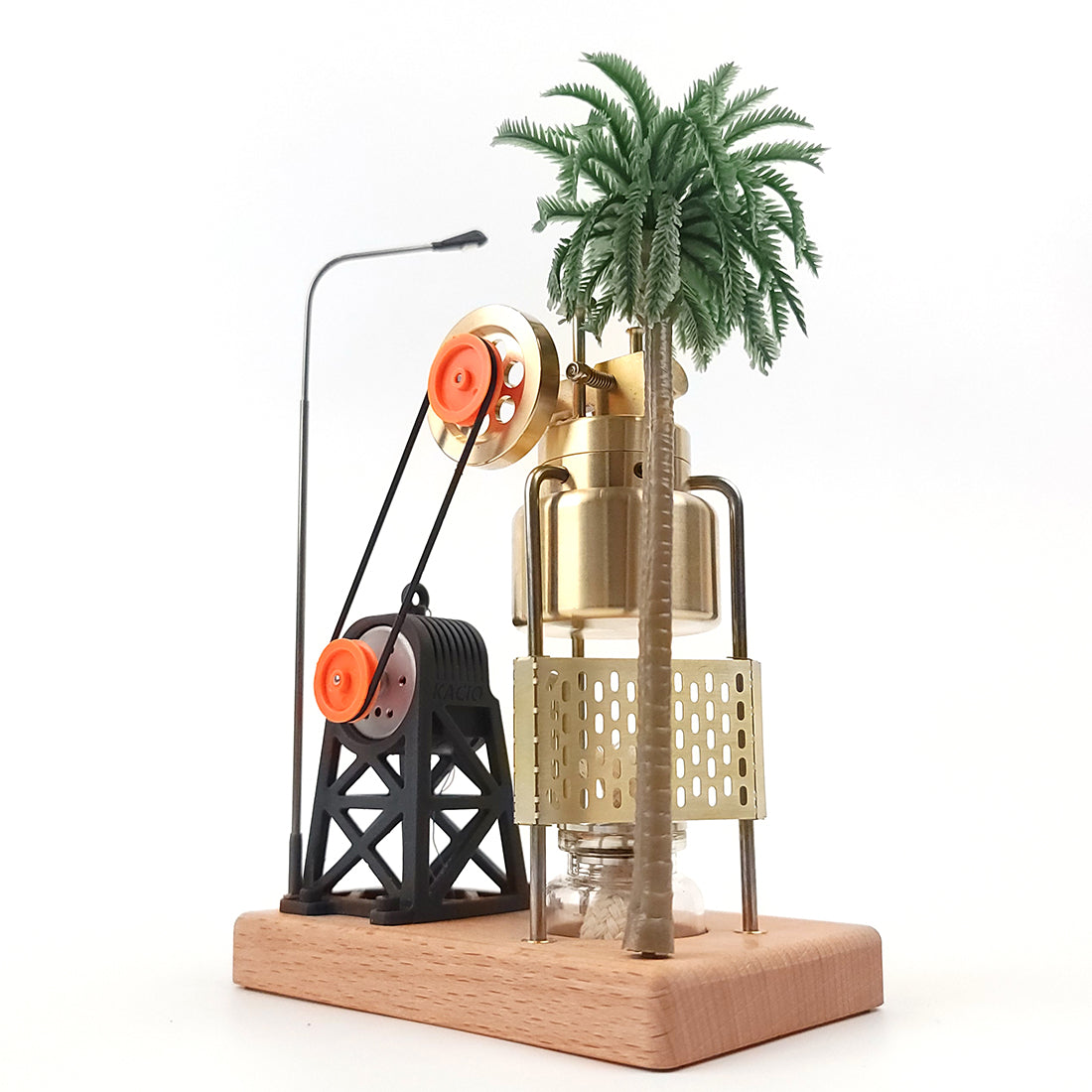 KACIO FD-6 Compact Brass Vertical Swing Steam Engine Model with Boiler and Power Generation Kit Steam Engine Diyengmod