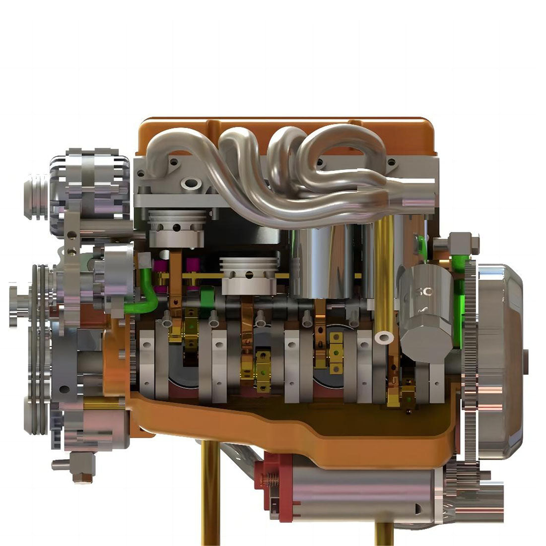 CISON 44CC V8 Gas Engine Model Kit - Build Your Own Functional 1/6 Scale Water-Cooled OHV 4-Stroke Engine DIY Engine Diyengmod