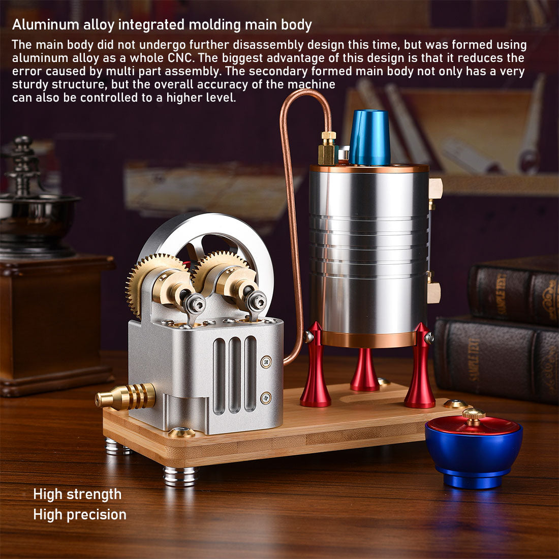 All-Metal Vintage Twin-Cylinder Steam Engine Model with Balanced Crankshaft for STEM Education Engine Models Diyengmod