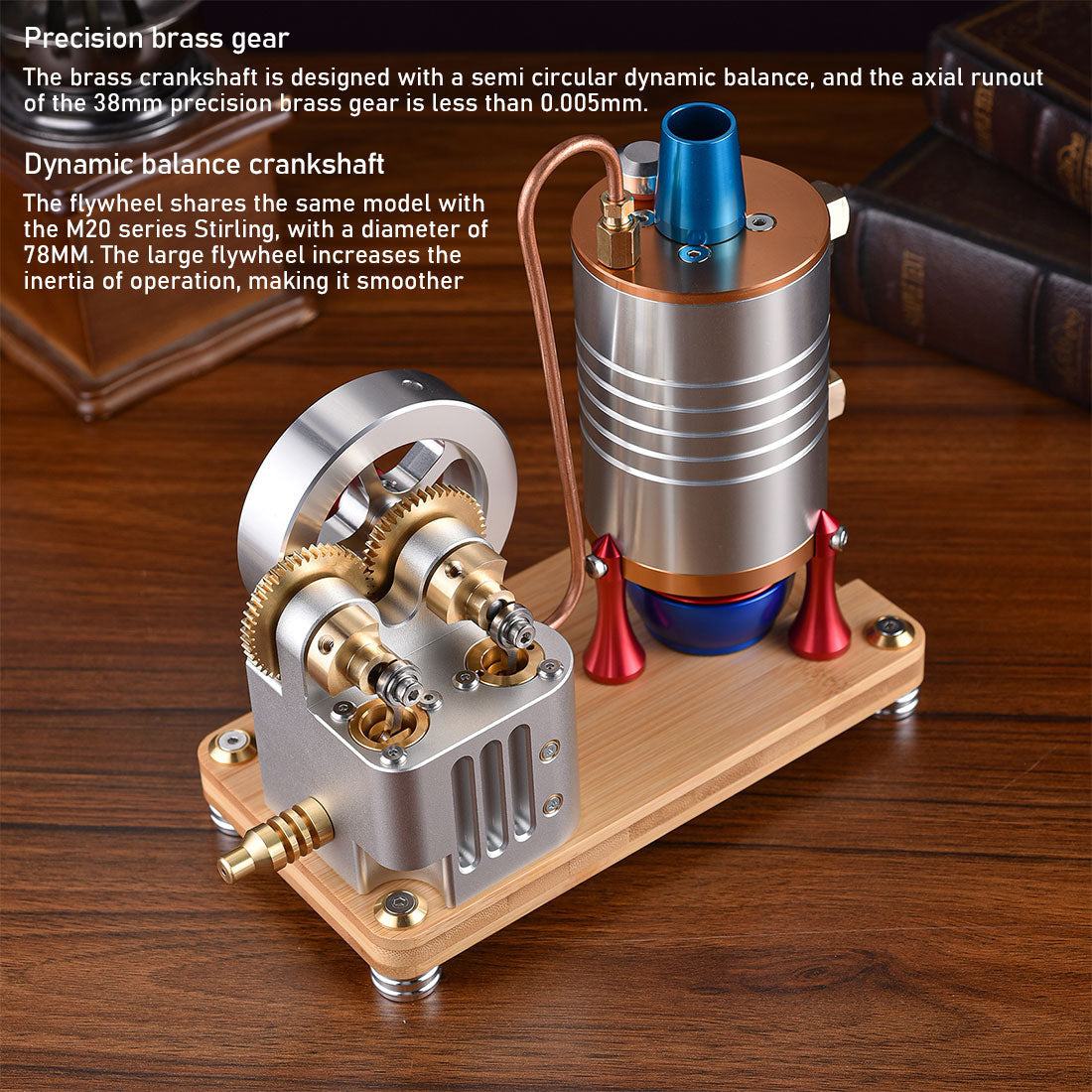 All-Metal Vintage Twin-Cylinder Steam Engine Model with Balanced Crankshaft for STEM Education Engine Models Diyengmod