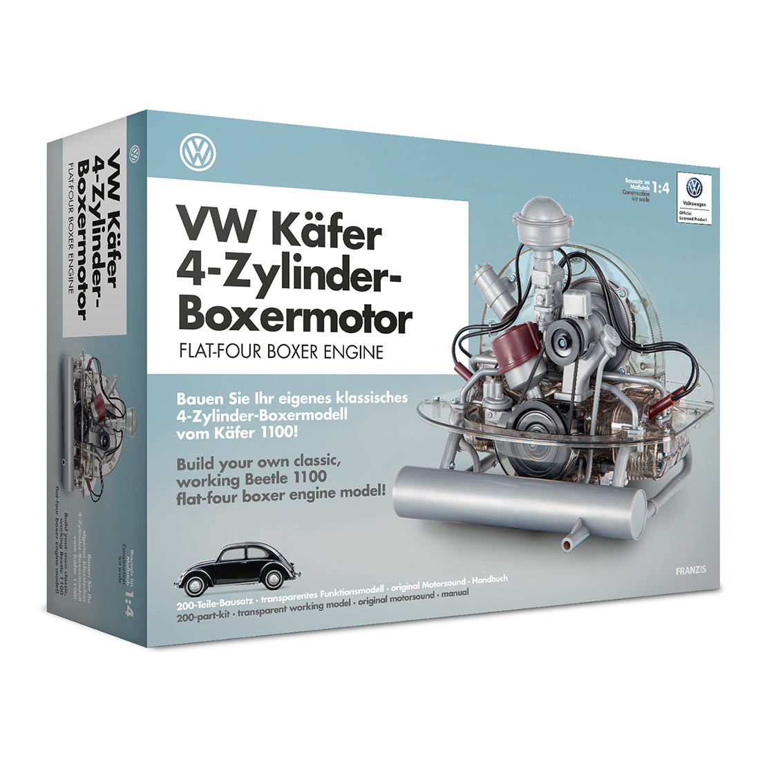 DIY Volkswagen Beetle Flat-Four Engine Model Kit - Build a Functional 4 Cylinder Engine with Sound and Light Features DIY Engine Diyengmod