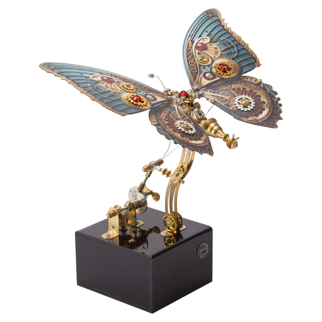 Dynamic Butterfly Metal Model Kit with Music Box - 3D DIY Mechanical Assembly 3D Puzzle Model Kit Diyengmod Red