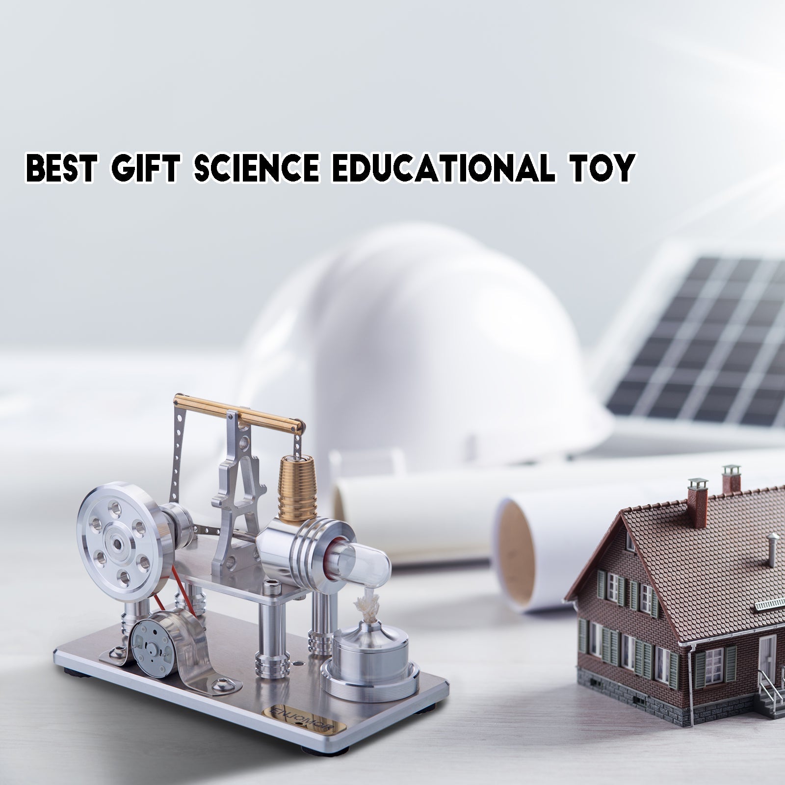 ENJOMOR Educational Hot Air Stirling Engine Model with LED Generator - STEM Science Kit Stirling Engine with LED Diyengmod