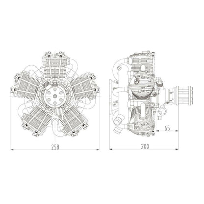 150cc NGH GF150R5 Five-Cylinder Four-Stroke Radial Engine for RC Fixed-Wing Airplanes Engine Models Diyengmod