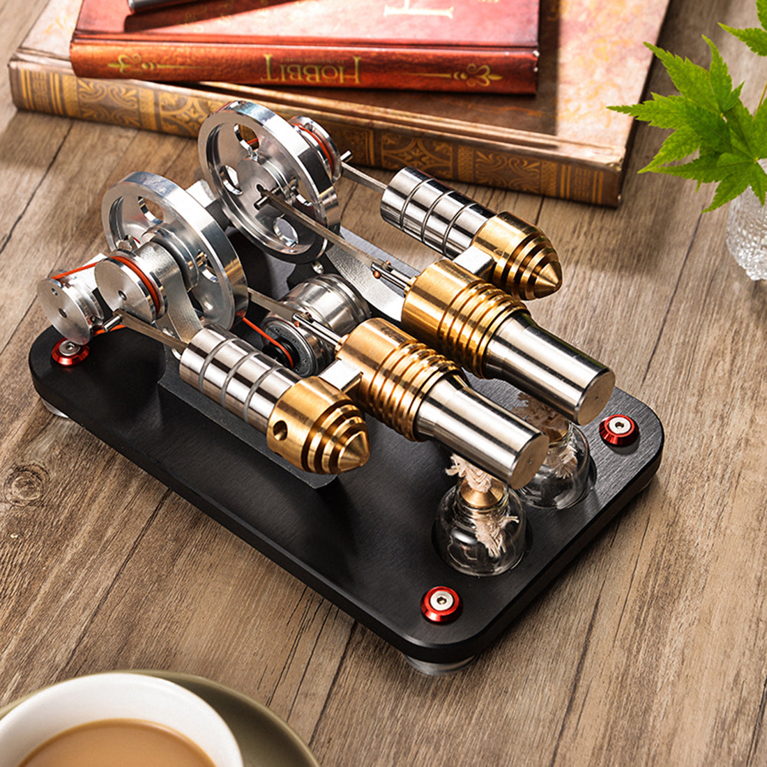 Dual Cylinder Stirling Engine Model - High-Quality Metal Micro External Combustion Engine for DIY Projects Stirling Engine Diyengmod