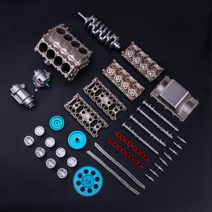 V8 Engine Model Assembly Kit - 500+ Piece Metal DIY Mechanical Toy for Science and Engineering Enthusiasts DIY Engine Diyengmod