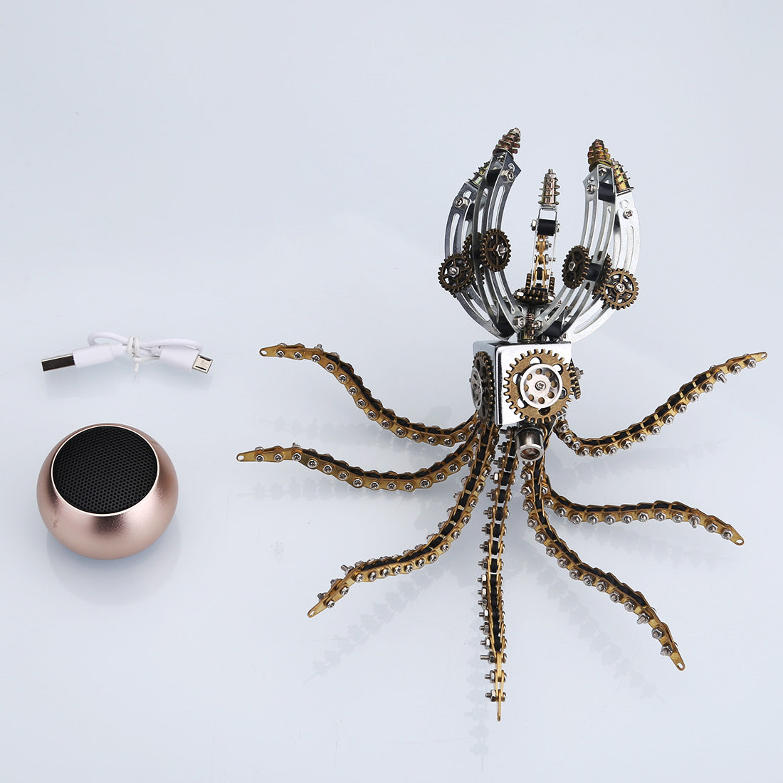 Steampunk 3D Metal Octopus Puzzle with Bluetooth Speaker - 1060PCS DIY Home Decor Model & Creative Gift 3D Puzzle Model Kit Diyengmod