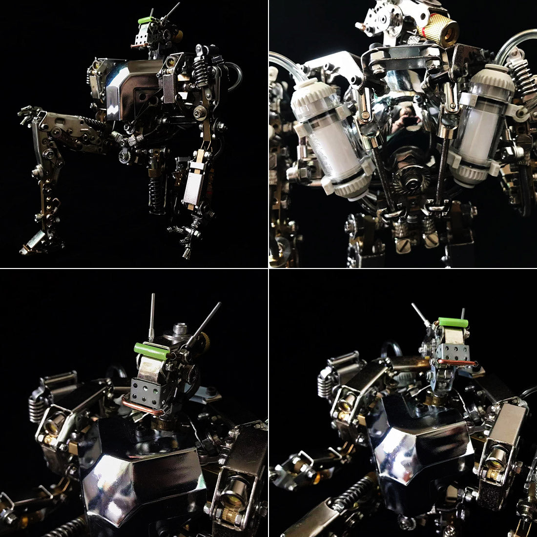 Humanoid-1 3D Metal Mech Warrior Model with Articulated Joints & LED Features - DIYEngMod 3D Puzzle Model Kit Diyengmod