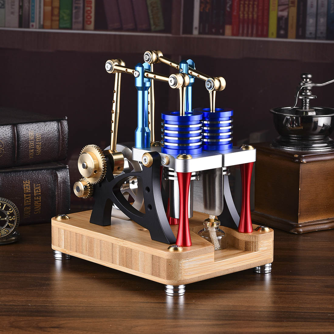 ENJOMOR Advanced Alpha Dual Cylinder Hot Air Stirling Engine Model Stirling Engine Diyengmod