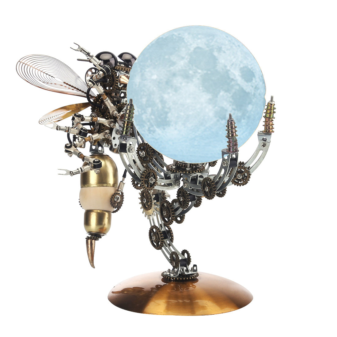 DIY 3D Steampunk Mechanical Wasp Puzzle Lamp with 16-Color Remote Control - 627PCS Home Decor Gift 3D Puzzle Model Kit Diyengmod Moon light