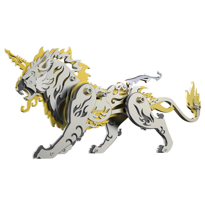 Metal Tiger 3D Puzzle DIY Model Kit - Ancient Chinese Beast Mechanical Assembly Craft in Black and Gold 3D Puzzle Model Kit Diyengmod Tian'wu Tiger Black Golden