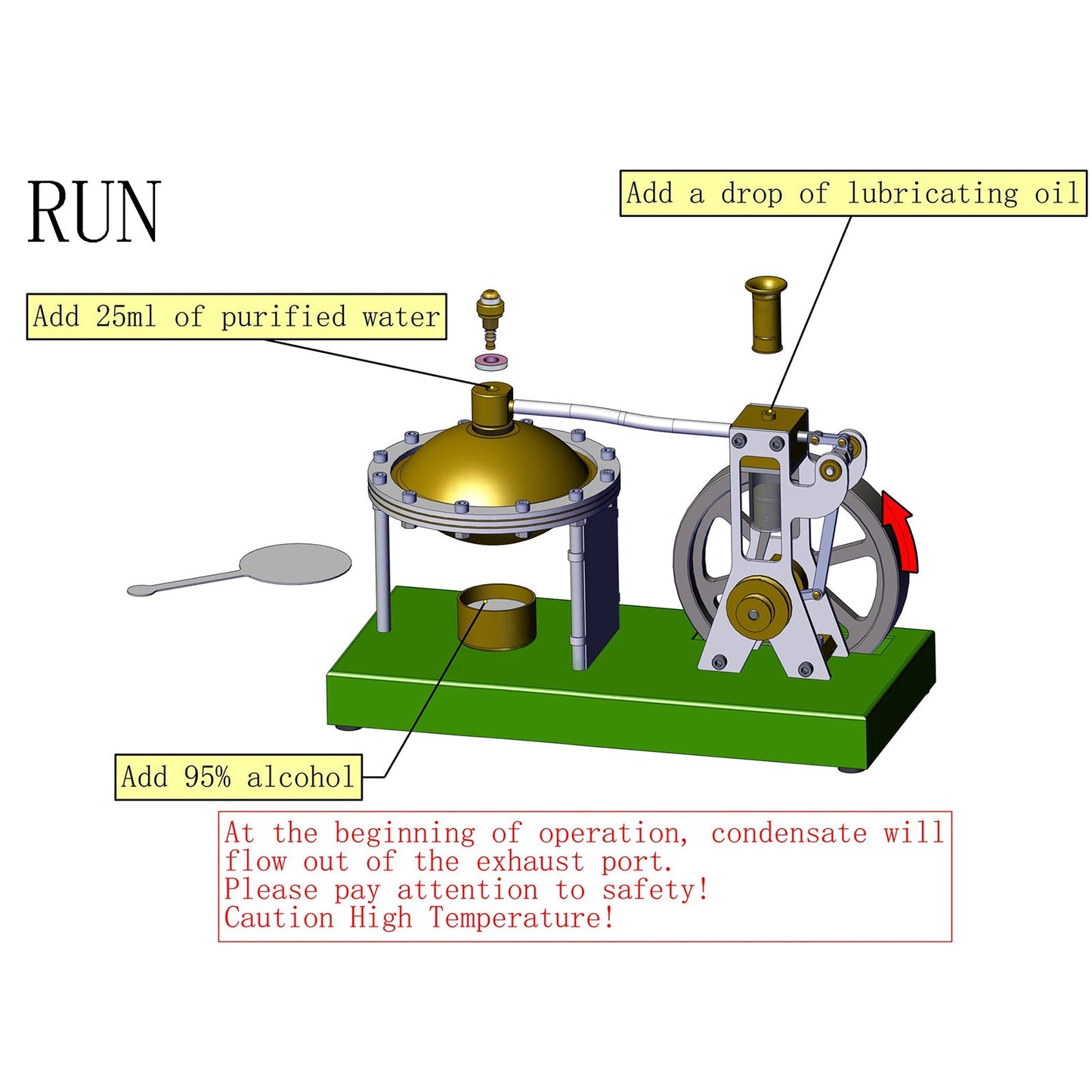 Retro Vertical Steam Engine DIY Assembly Kit with Spherical Boiler - ENJOMOR Steam Engine Diyengmod