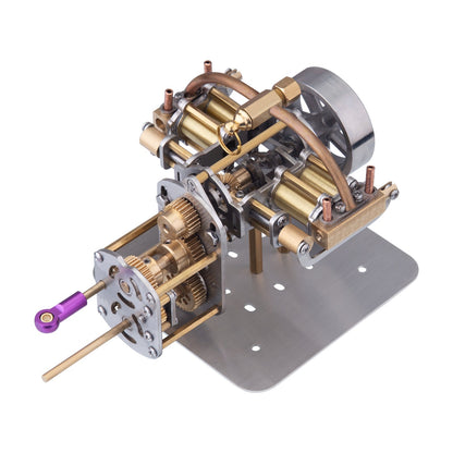 Compact 4-Cylinder Opposed Steam Engine Model with Gearbox for Miniature Model Ships Steam Engine Diyengmod