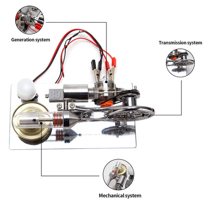 ENJOMOR γ-Type Hot Air Stirling Engine DIY Assembly Kit - Educational STEM Model Gift Stirling Engine Diyendmod