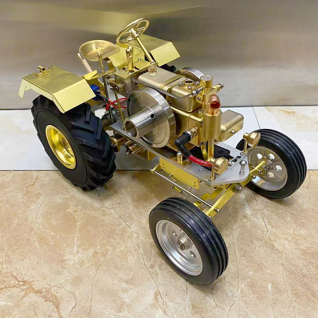 Vintage T12 Roller Tractor Model with Mini 1.6cc Water-Cooled Gasoline Engine Engine Models Diyengmod