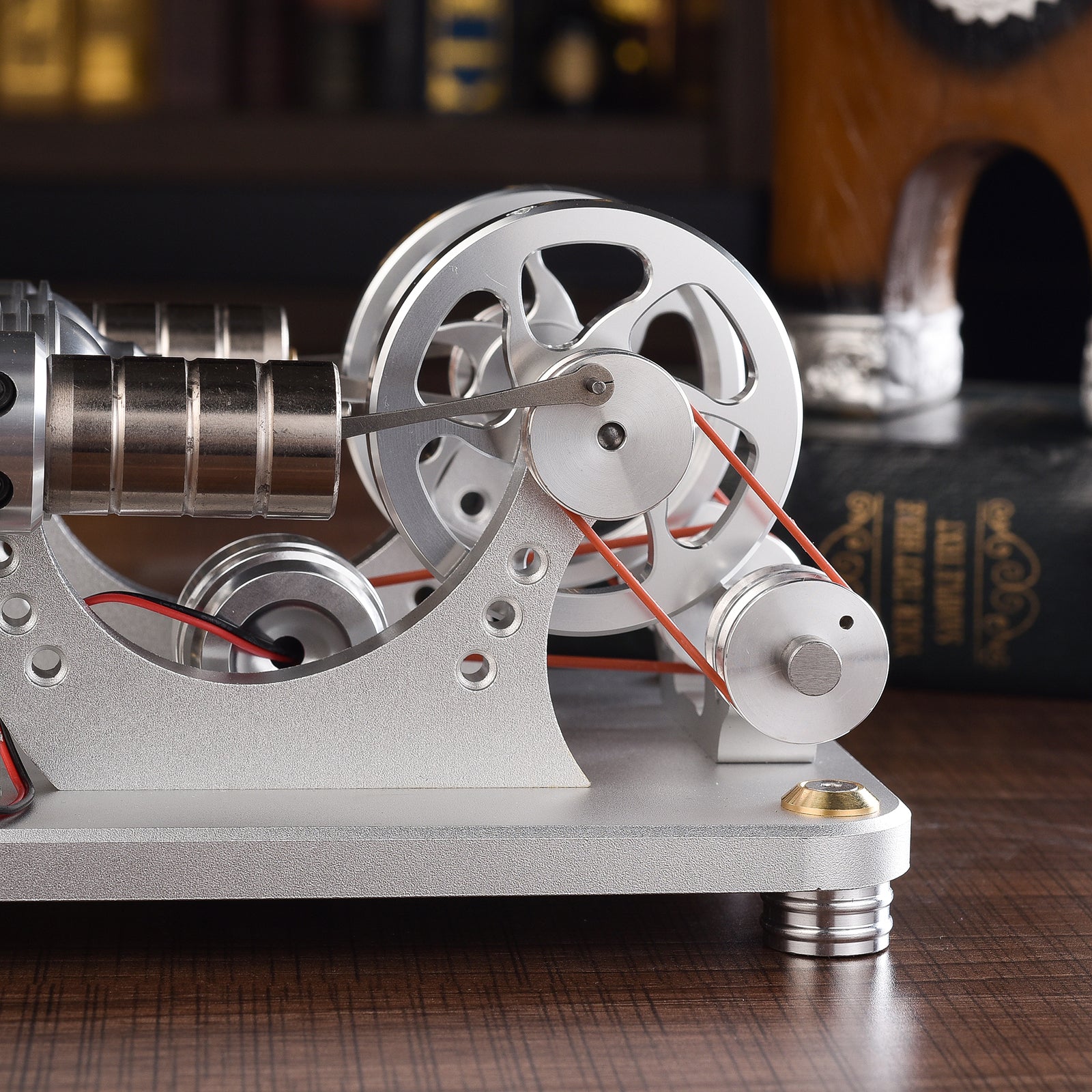 Dual Cylinder Stirling Engine Model Generator with Voltage Meter and LED Light - DIY STEM Educational Kit Stirling Engine Diyengmod