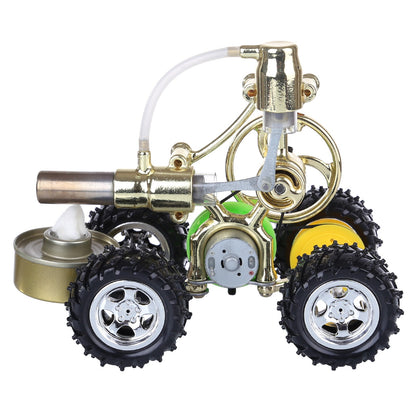 Thermal Power Hybrid Stirling Engine Car Model with LED Lights - DIY Educational Kit Stirling Engine Vehicle Diyengmod