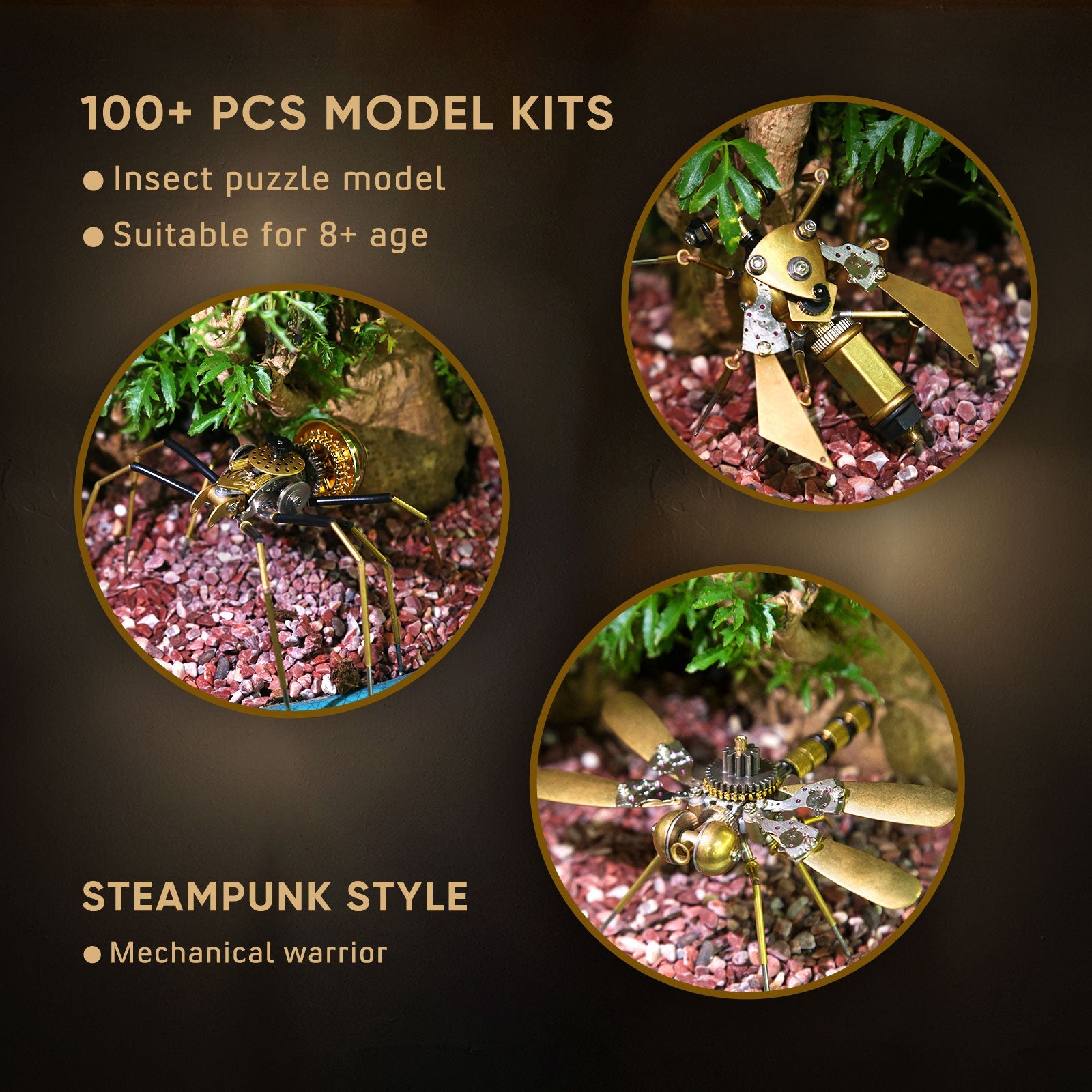 Steampunk Insect Miniature Metal Craft Set - 500+ Piece DIY Puzzle Collection 3D Puzzle Model Kit Diyengmod