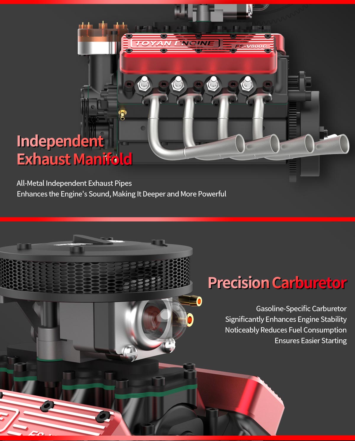 TOYAN FS-V800WGPC 28cc V8 Engine Model Kit - Build Your Own Functional Gasoline Engine DIY Engine Diyengmod