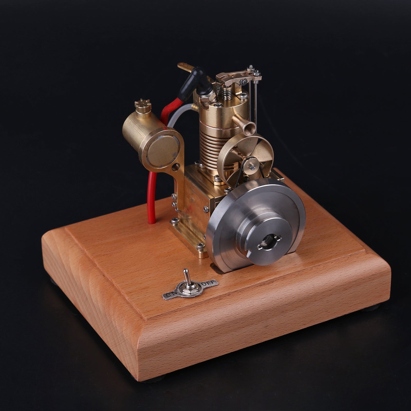 Mini 4-Stroke Gasoline Engine Model with Wooden Base - M16 1.6cc Vertical Air-cooled Single-cylinder Engine Models Diyengmod