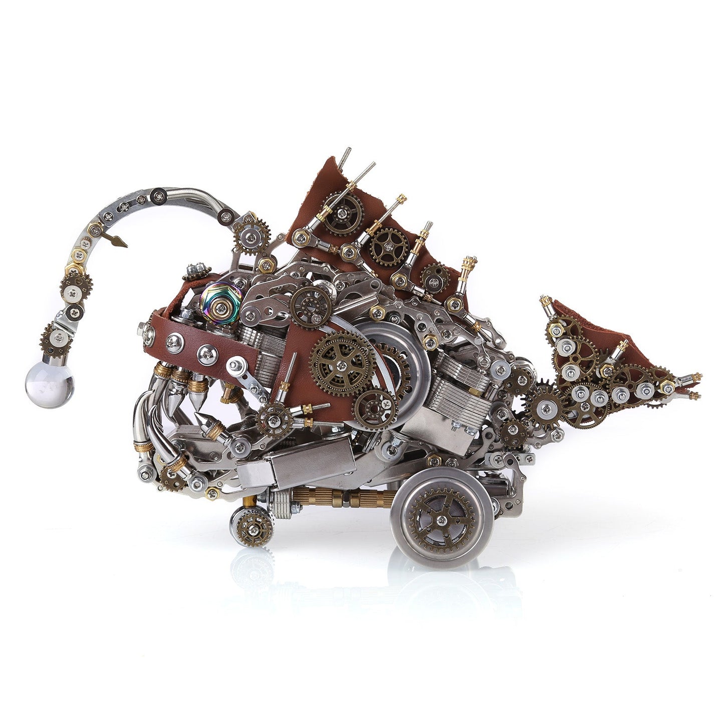 Steampunk 3D Metal Anglerfish Puzzle Model with Luminous Bulb - 1064 PCS DIY Assembly Gift 3D Puzzle Model Kit Diyengmod