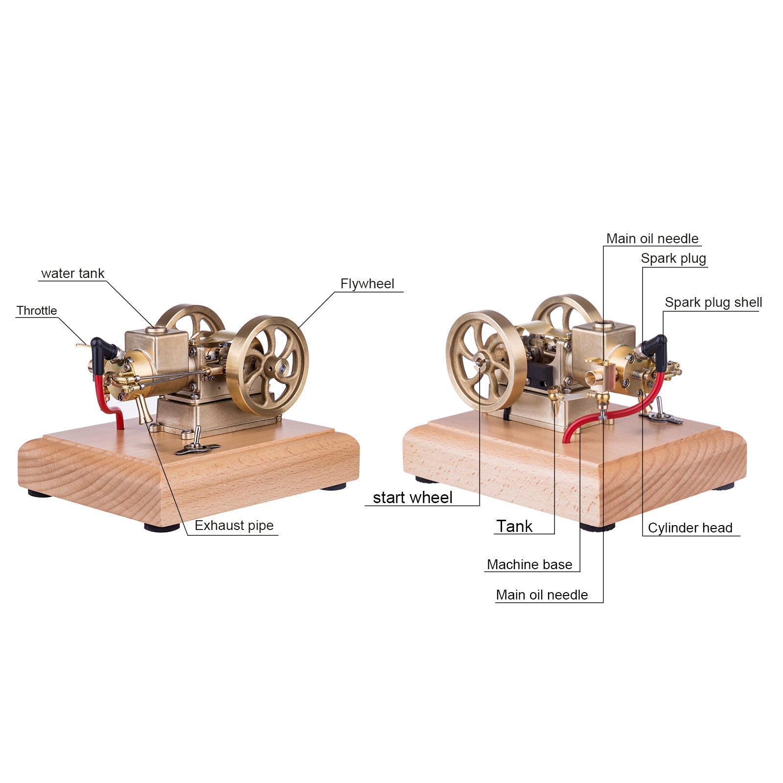 Mini 4-Stroke Water-Cooled Gasoline Engine Model with Adjustable Speed - M17B 1.6cc Internal Combustion Engine Engine Models Diyengmod