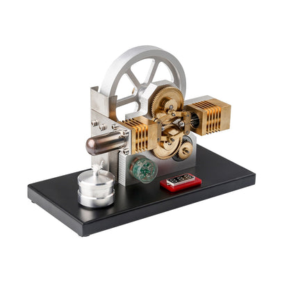 ENJOMOR LED Display Hot Air Stirling Engine Generator with Diamond Gear Drive - Educational Science Model Stirling Engine Diyengmod