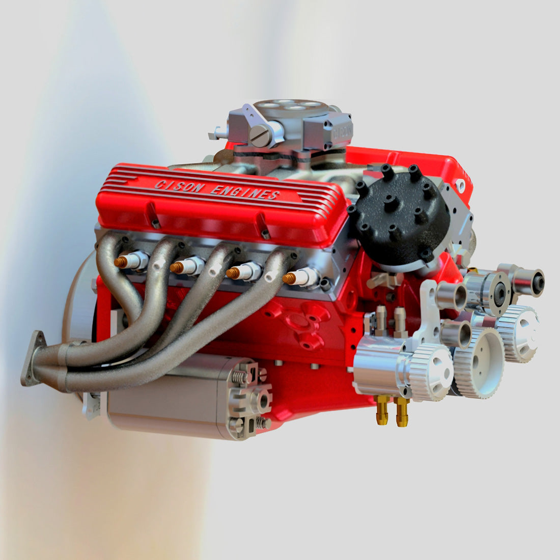 CISON 44CC V8 Gas Engine Model Kit - Build Your Own Functional 1/6 Scale Water-Cooled OHV 4-Stroke Engine DIY Engine Diyengmod