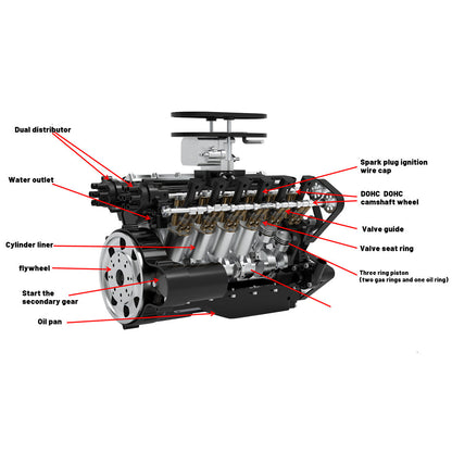 ENJOMOR GS-V12 72CC DOHC V12 Engine – High-Performance Water-Cooled Gasoline Engine Model with Electric Start Engine Model Diyengmod