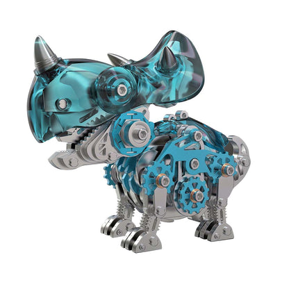 DIY 3D Metal Triceratops Model Kit - 160-Piece Assembly Puzzle 3D Puzzle Model Kit Diyengmod Blue