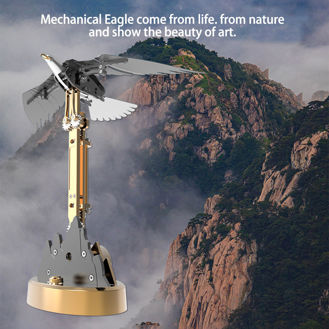 3D Mechanical Bald Eagle Model Kit with Flapping Wings - STEM Educational Sculpture for All Ages 3D Puzzle Model Kit Diyengmod