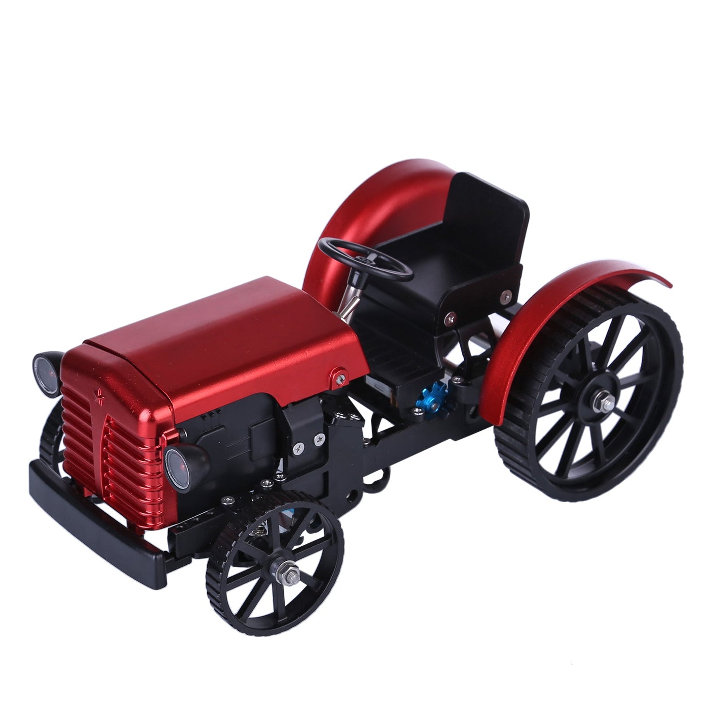 Red DIY RC Metal Tractor Assembly Kit - Educational Remote Control Model with APP Control RC Car Diyengmod